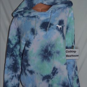 Vs pink tye die pull over hoodie